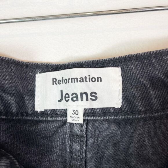 Reformation NWOT Women's Black Cynthia Button Fly High Rise Straight Jeans 30 - Picture 7 of 8